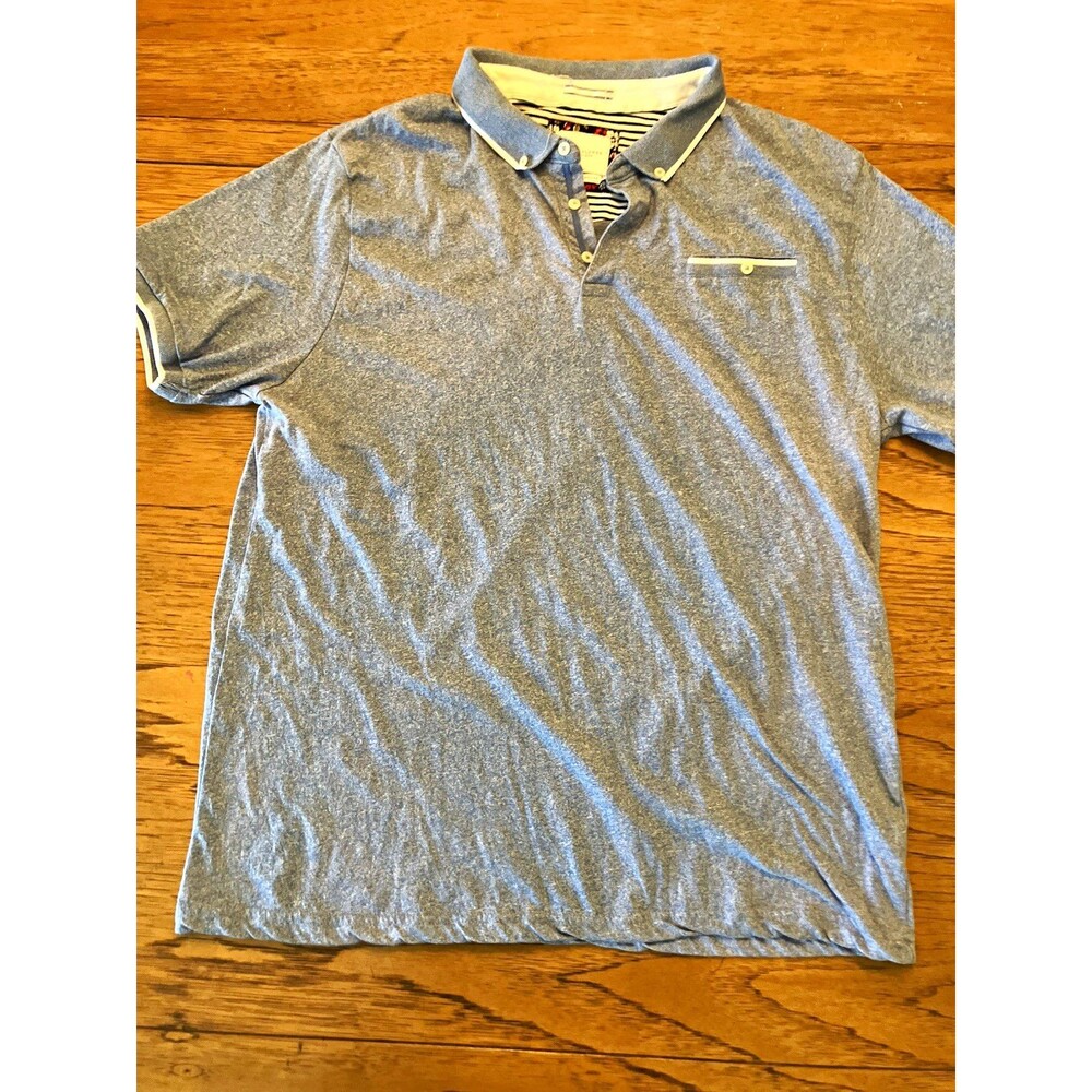 Denim & Flower Ricky Singh Men’s Blue Solid Polo Pockets Button Short Sleeve 2XL